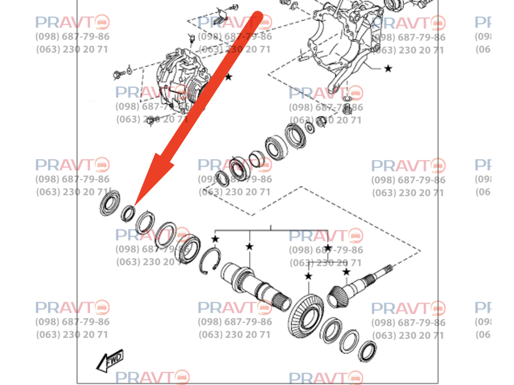 Сальник правої півосі роздатки для Mazda KN01-27-398, KN0127398