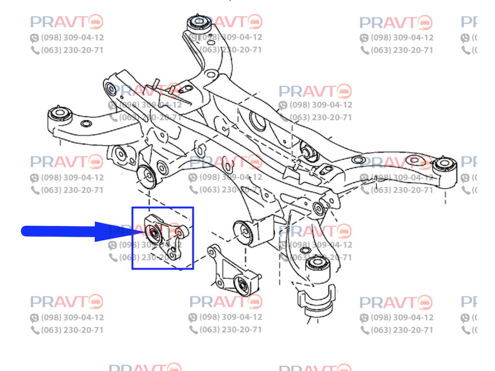Опора (сайлентблок) заднего редуктора правая для Mazda CX-9 TC