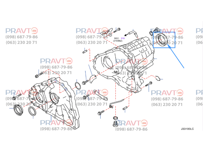 Сальник раздатки задний для Infiniti QX50 J50 (2007-2017) Infiniti QX70 S51 (2008-2019), Infiniti QX70 CLS51 (2016-)